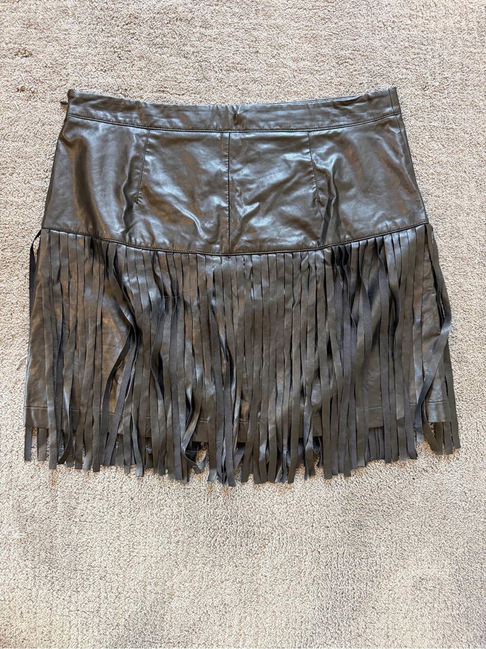 BONGO Black Faux Leather Fringe Mini Skirt - Picture 3 of 5
